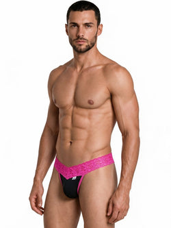 CandyMan 99370 Men's Underwear Sensual Lace Thongs Color Hot Pink thumbnail 4