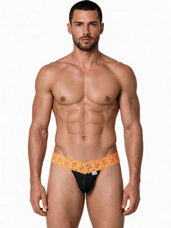 CandyMan 99370 Men's Underwear Sensual Lace Thongs Color Orange thumbnail 2