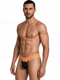 CandyMan 99370 Men's Underwear Sensual Lace Thongs Color Orange thumbnail 4