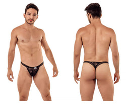 CandyMan Men's Underwear 99420 Double Lace Thongs Color Black thumbnail 1
