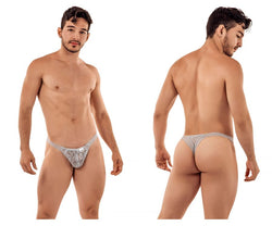 CandyMan Men's Underwear 99420 Double Lace Thongs Color Gray thumbnail 1