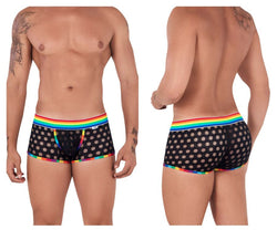 CandyMan Men's Underwear 99511X Polka Mesh Trunks Color Black-Rainbow thumbnail 1