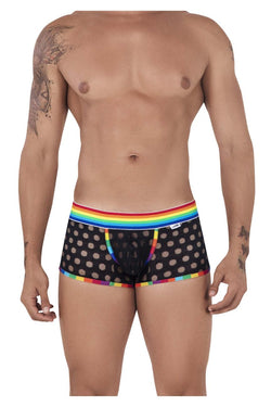 CandyMan Men's Underwear 99511X Polka Mesh Trunks Color Black-Rainbow thumbnail 2