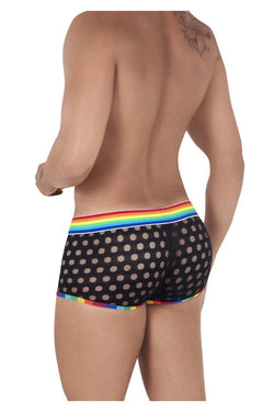CandyMan Men's Underwear 99511X Polka Mesh Trunks Color Black-Rainbow thumbnail 3