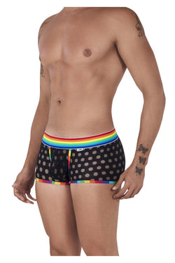 CandyMan Men's Underwear 99511X Polka Mesh Trunks Color Black-Rainbow thumbnail 4