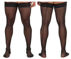 CandyMan 99533 Men's Mesh Thigh Highs Color Black thumbnail 1