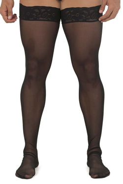 CandyMan 99533 Men's Mesh Thigh Highs Color Black thumbnail 2