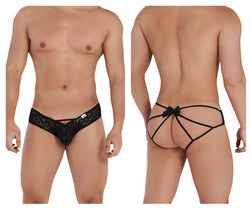 CandyMan 99535 Men's Underwear Bow & Lace Jockstrap Color Black thumbnail 1