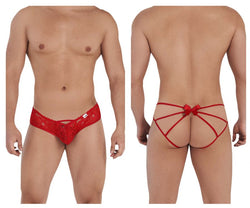 CandyMan 99535 Men's Underwear Bow & Lace Jockstrap Color Red thumbnail 1