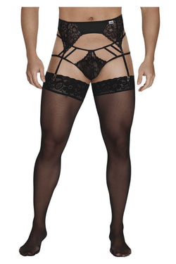 CandyMan 99550 Men's Underwear Lace Garter-Jockstrap Outfit Color Black thumbnail 2