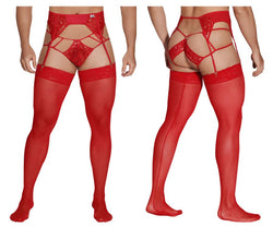 CandyMan 99550 Men's Underwear Lace Garter-Jockstrap Outfit Color Red thumbnail 1