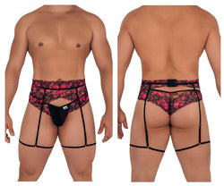 CandyMan Men's Underwear 99576X Lace Garter Thongs Color Black Print thumbnail 1