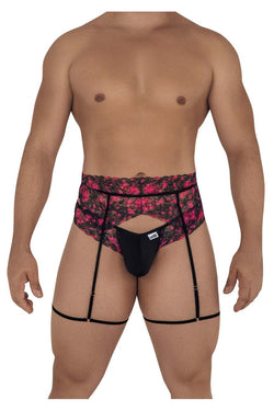 CandyMan Men's Underwear 99576X Lace Garter Thongs Color Black Print thumbnail 2