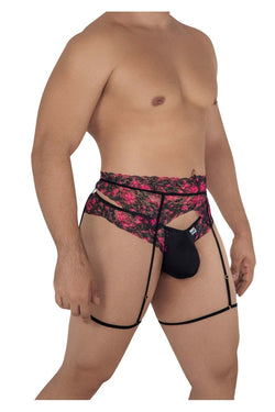 CandyMan Men's Underwear 99576X Lace Garter Thongs Color Black Print thumbnail 4
