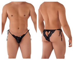 CandyMan Men's Underwear 99579 Lace Heart Bikini Color Black thumbnail 1
