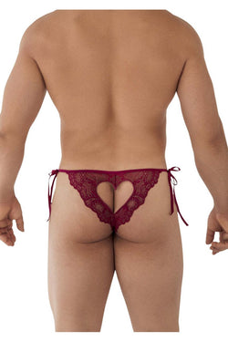 CandyMan Men's Underwear 99579 Lace Heart Bikini Color Burgundy thumbnail 3