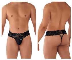 CandyMan 99595 Men's Underwear Lace Mesh Thongs Color Black thumbnail 1