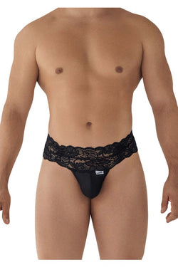 CandyMan 99595 Men's Underwear Lace Mesh Thongs Color Black thumbnail 2