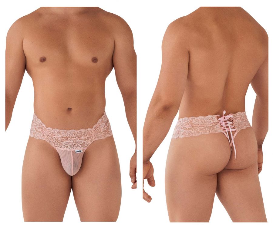 CandyMan 99595 Men's Underwear Lace Mesh Thongs Color Rose
