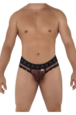 CandyMan Men's Underwear 99596 Mesh-Lace Thongs Color Leopard Print thumbnail 2