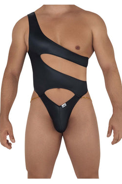 CandyMan Men's Underwear 99597X One Shoulder Bodysuit Color Black thumbnail 2