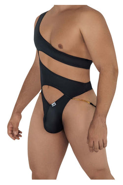 CandyMan Men's Underwear 99597X One Shoulder Bodysuit Color Black thumbnail 4