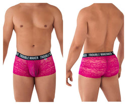 CandyMan Men's Underwear 99616X Trouble Maker Lace Trunks Color Pink thumbnail 1
