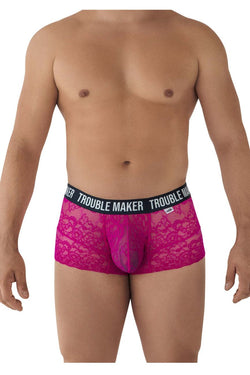 CandyMan Men's Underwear 99616X Trouble Maker Lace Trunks Color Pink thumbnail 2