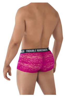 CandyMan Men's Underwear 99616X Trouble Maker Lace Trunks Color Pink thumbnail 3