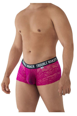 CandyMan Men's Underwear 99616X Trouble Maker Lace Trunks Color Pink thumbnail 4