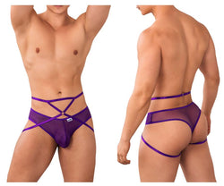 CandyMan Men's Underwear 99640 Mesh Thongs Color Purple thumbnail 1