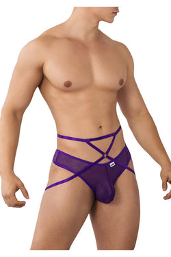 CandyMan Men's Underwear 99640 Mesh Thongs Color Purple thumbnail 4