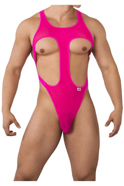 CandyMan Men's Underwear 99643 Mesh Bodysuit Color Hot Pink thumbnail 2