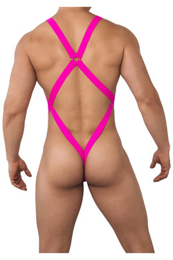 CandyMan Men's Underwear 99643 Mesh Bodysuit Color Hot Pink thumbnail 3