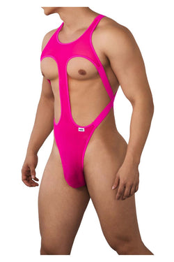 CandyMan Men's Underwear 99643 Mesh Bodysuit Color Hot Pink thumbnail 4