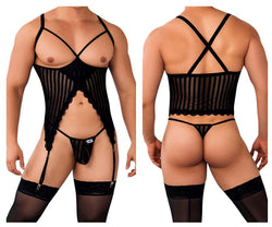 CandyMan 99654 Men's Underwear Two Piece Set Color Black Mesh thumbnail 1
