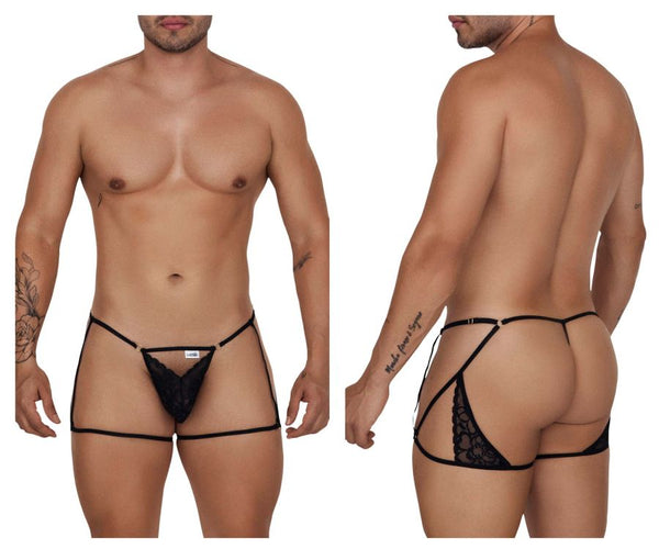 CandyMan Men's Underwear 99678 Garter Thongs Color Black