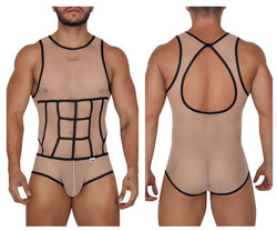 CandyMan Men's Underwear 99683X Tulle Bodysuit Color Beige thumbnail 1