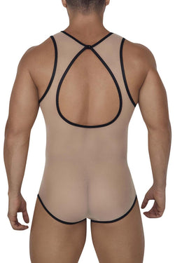CandyMan Men's Underwear 99683X Tulle Bodysuit Color Beige thumbnail 3