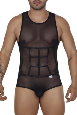 CandyMan Men's Underwear 99683X Tulle Bodysuit Color Black thumbnail 2