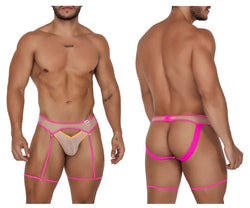 CandyMan Men's Underwear 99687 Garter Jock Two Piece Set Color Beige-Neon thumbnail 1