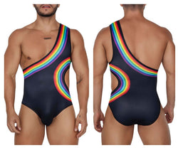 CandyMan Men's Underwear 99702X Rainbow Bodysuit Color Black thumbnail 1