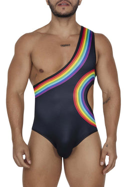 CandyMan Men's Underwear 99702X Rainbow Bodysuit Color Black thumbnail 2