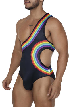 CandyMan Men's Underwear 99702X Rainbow Bodysuit Color Black thumbnail 4