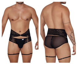 CandyMan Men's Underwear 99703X Garter Briefs Two Piece Set Color Black thumbnail 1