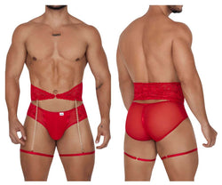 CandyMan Men's Underwear 99703X Garter Briefs Two Piece Set Color Red thumbnail 1