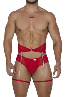 CandyMan Men's Underwear 99703X Garter Briefs Two Piece Set Color Red thumbnail 2
