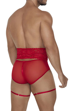 CandyMan Men's Underwear 99703X Garter Briefs Two Piece Set Color Red thumbnail 3