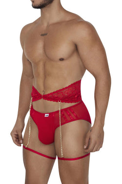 CandyMan Men's Underwear 99703X Garter Briefs Two Piece Set Color Red thumbnail 4