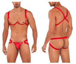 CandyMan Men's Underwear 99731 Harness-Bra Two Piece Set Color Red thumbnail 1